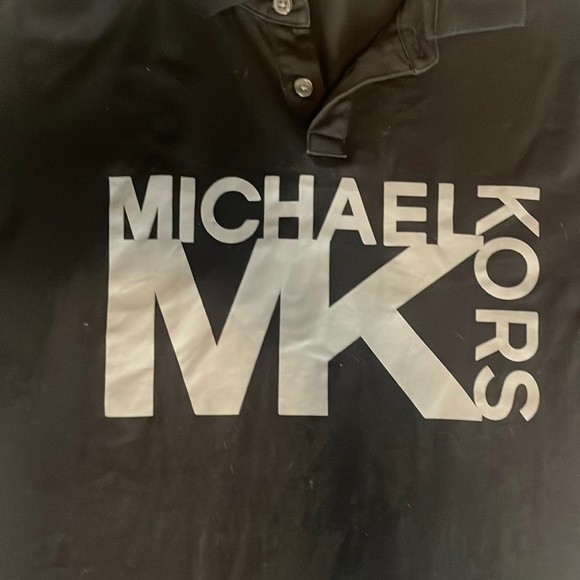 Mk Michael kors short sleeve polo collard black and gray tee shirt size small - Picture 2 of 8